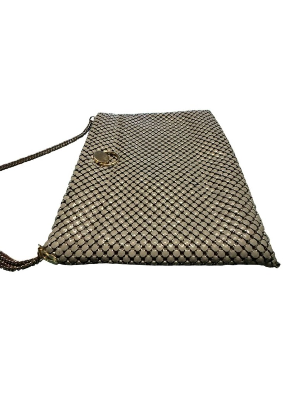 Vintage 80s Silver Mesh Shoulder Bag With Chain Strap & Clasp Closure - Picture 3 of 4